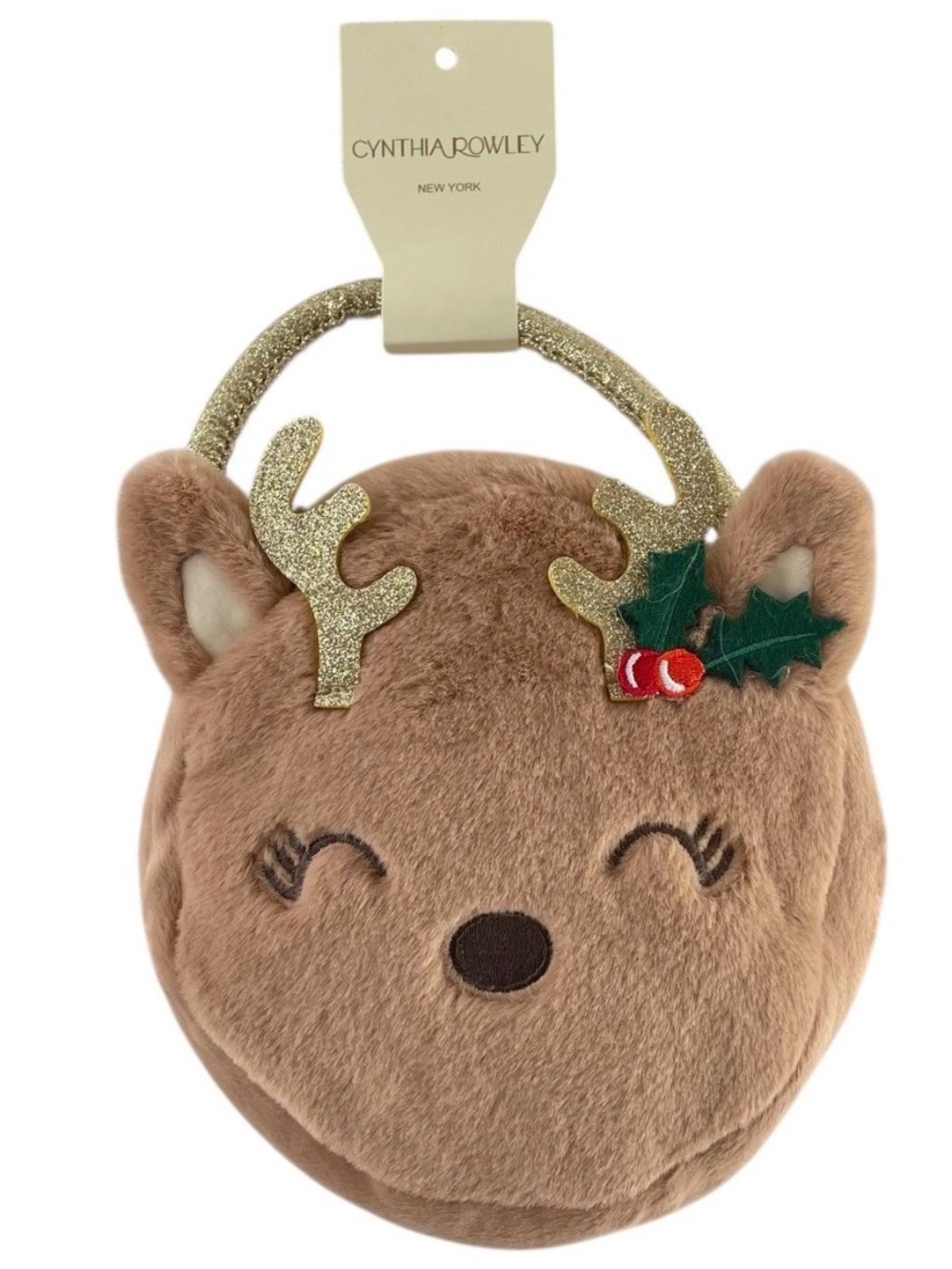 Cynthia Rowley Kids Faux Fur Reindeer Christmas Holiday Purse Bag NWT
